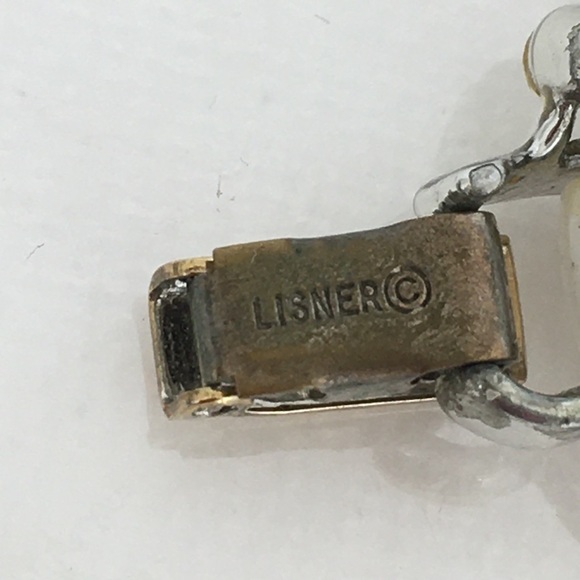 Vintage 1960 Signed Lisner Bracelet White Hearts Rhinestones Silver Tone Metal - Picture 11 of 14